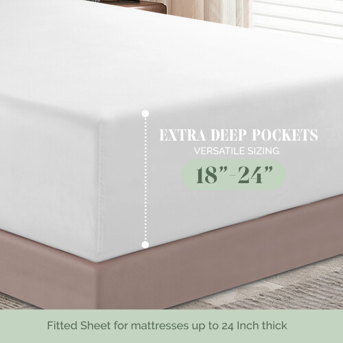 Lençol de Cama Premium 1500 - Ajuste Extra Profundo 18-24 Polegadas 1