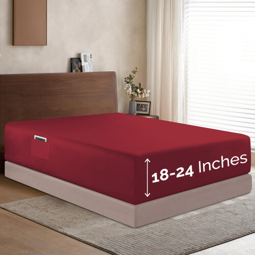 Lençol Ajustado Extra Profundo 18-24 Polegadas - Conforto Elegante 1500 Qualidade Premium