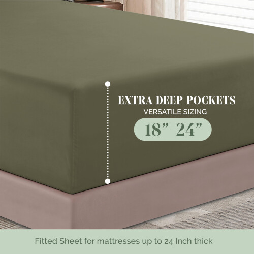 Lençol de Cama Elegante Comfort 1500 - Extra Profundo, Qualidade de Hotel, para Colchões de 18-24 polegadas 1