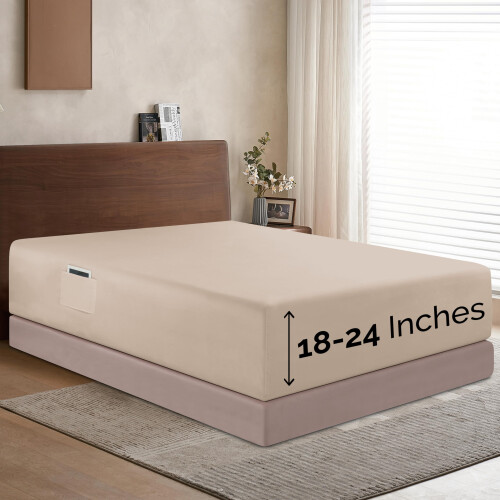 Lençol Ajustado Extra Profundo de 18-24 Pol - Conforto Elegante, Qualidade Premium