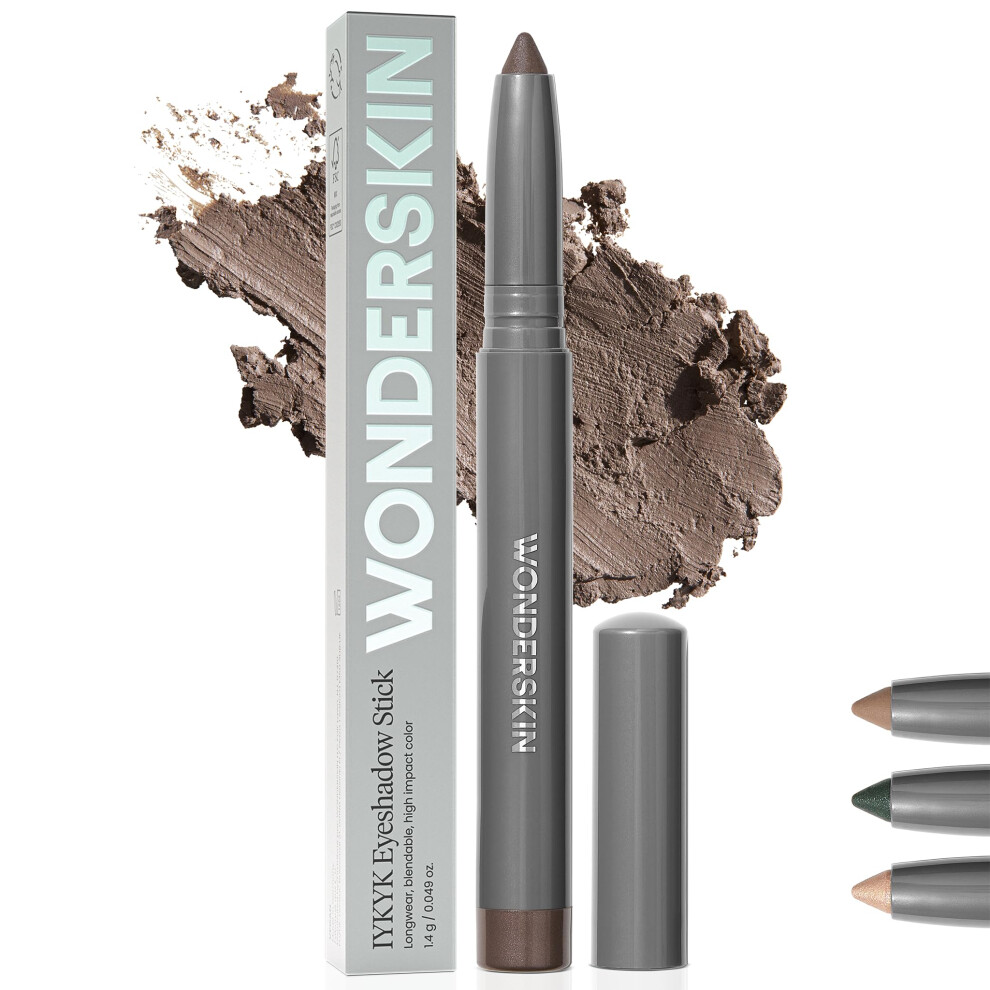 Wonderskin Iykyk Eyeshadow Stick - Longwear Eye Shadow Sticks Budge-Proof And Waterproof Shimmer Eyeshadow Stick With Built-In Sharpener (Ash)
