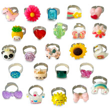 Juwelenringe fr Kinder 24 Verstellbarer Tuschung Spiel Dress -up -Ringe fr Mdchen spielen Schmuck fr kleine Mdchen in lila Geschenkbox einz