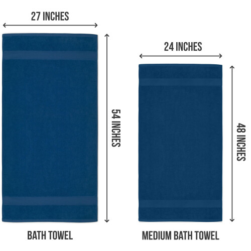 Conjunto de Toalhas de Banho Utopia 6 Peças (24 x 48 Polegadas), 500 GSM Algodão 100% Fio Torcido 1