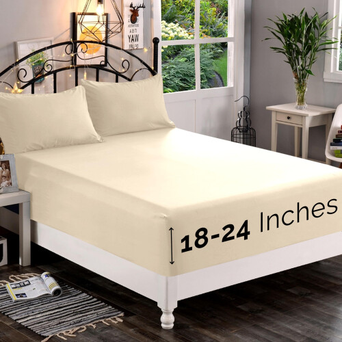 Lençol Ajustável Elegante Comfort 1500 Ultra Macio 18-24 Polegadas - Lencol Único Para Colchão Alto