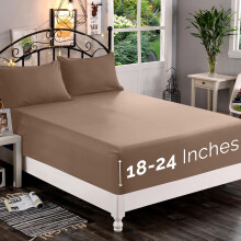 Lençol Ajustado Premium Comfort 1500 Ultra Macio 18-24 Polegadas - Lençol de Cama de Solteiro