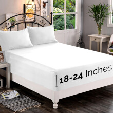 Elegant Comfort 1500 Premium Quality Fitted Sheet Ultra Soft 18-24 Inch Extra Deep Pocket - Single Fitted Sheet for High Mattress - Wrinkle Free with