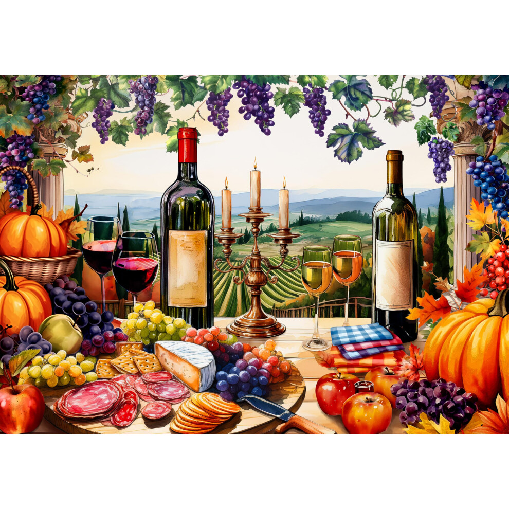 Photos - Jigsaw Puzzle / Mosaic Springbok 's Vineyard View 500 Piece Jigsaw Puzzle for Adults Features a Colorful View from The Window of a Relaxing Vineyard