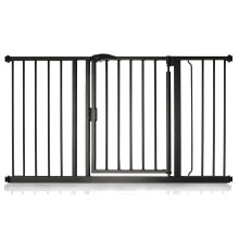 (Negro mate, 132.6cm - 139.6cm) Bettacare Puerta Para Mascotas con Cierre Automático