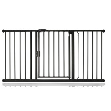(Negro mate, 147cm - 154cm) Bettacare Puerta Para Mascotas con Cierre Automático