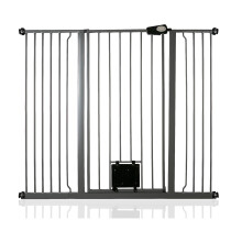 (Gris grafito, 126.7cm - 134.3cm) Bettacare Puerta Extra Alta para Mascotas con Trampilla Bloqueable para Gatos