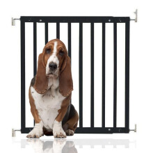 (Negro Madera, 63.5cm - 105.5cm) Bettacare Puerta de Madera Maciza para Perros con Fijación por Tornillos