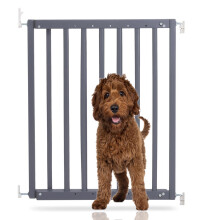(Gris Madera, 63.5cm - 105.5cm) Bettacare Puerta de Madera Maciza para Perros con Fijación por Tornillos