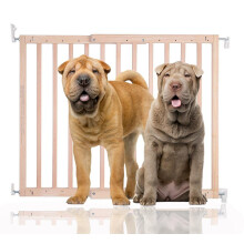 (Natural Madera, 63.5cm - 105.5cm) Bettacare Puerta de Madera Maciza para Perros con Fijación por Tornillos