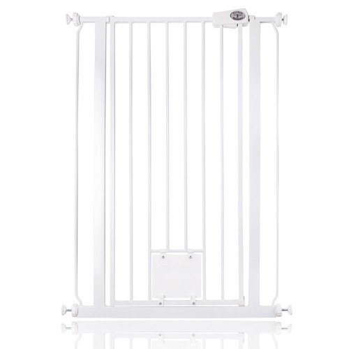 (White, 75cm - 84cm) Bettacare Pet Gate With Lockable Cat Flap 1