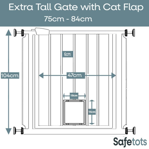 (White, 75cm - 84cm) Bettacare Pet Gate With Lockable Cat Flap 2