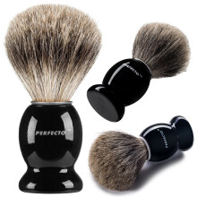 Perfecto 100% Pure Badger Shaving Brush-Black Handle- Engineered for The Best Shave of Your Life. for Safety Razor Double Edge Razor Straight