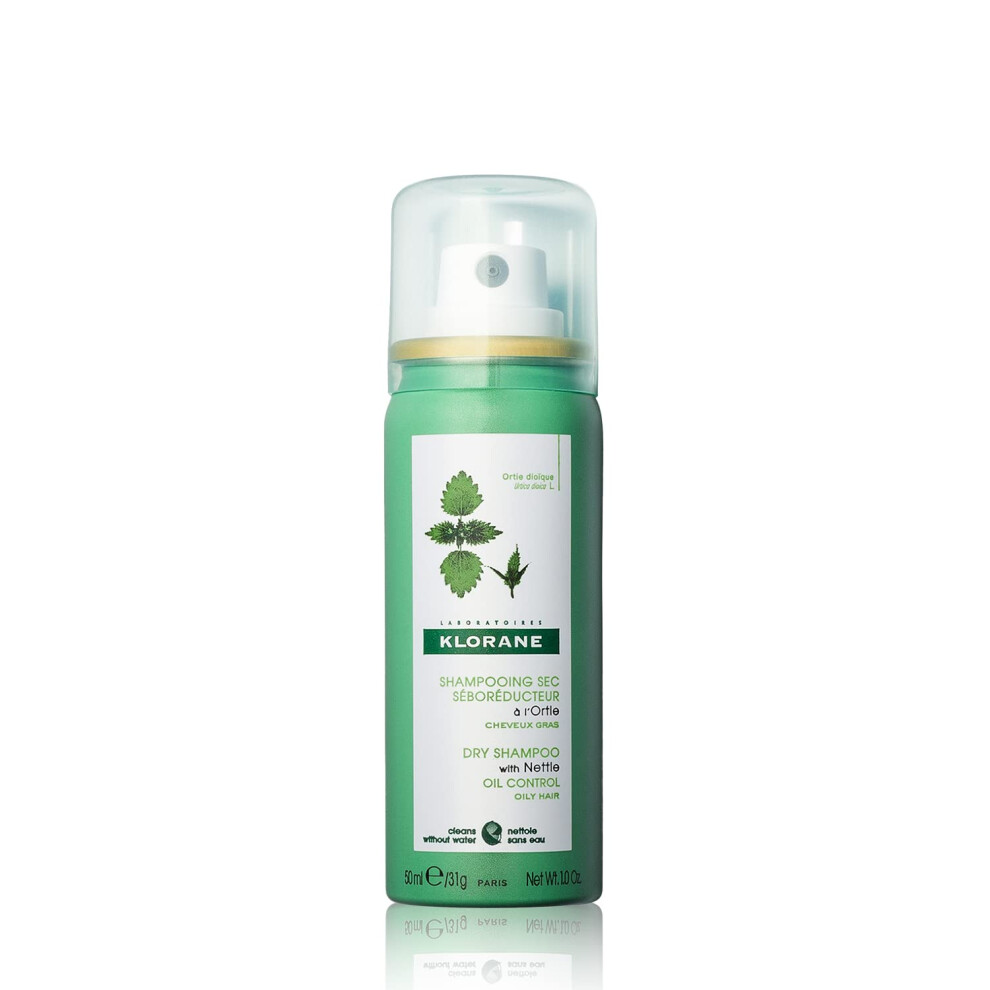 Klorane Dry Shampoo with Nettle for Oily Hair and Scalp  Regulates Oil Production  Paraben & Sulfate-Free  Travel Size  1 oz.