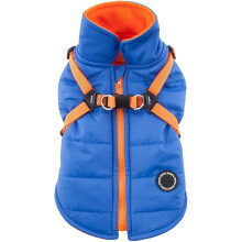 Puppia Mountaineer Winter Dog Coat with integrated harness No Pull Cold Weather Waterproof Warm Fleece Back Zipper for Small & Medium Dog ROYAL BLUE