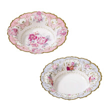 Talking Tables Truly Scrumptious Vintage Floral Einwegschalen in 2 Designs fόr eine Teeparty oder einen Geburtstag, Blau/Rosa (12er-Pack)