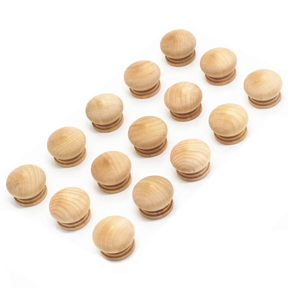 Weichuan 15Pcs Round Wood Unfinished Cabinet Furniture Drawer Knobs Pulls Handles (Diameter: 1-1/2 Inches Height: 1 Inch) 7868009090315