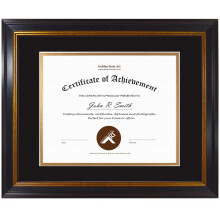 Golden State Art 11x14 Black Gold & Burgundy Color Document Frame for 8x10 Diploma/Certificate/Picture Includes Double Mat and Real Glass (Black Ove