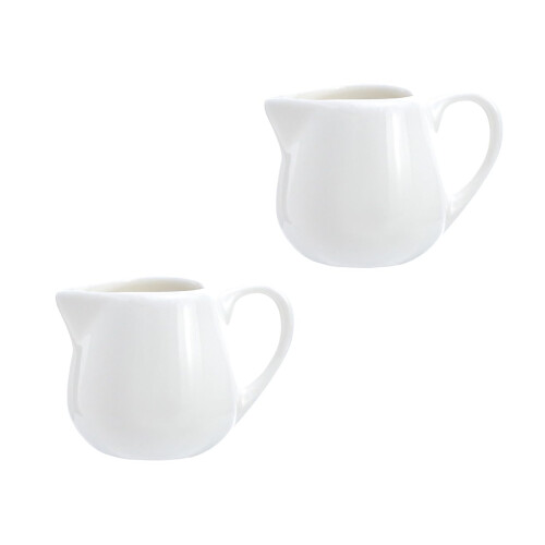 CHOOLD 2 pcs Mini Ceramic Creamer with Handle  Coffee Milk Creamer Pitcher - White - 1.5 oz