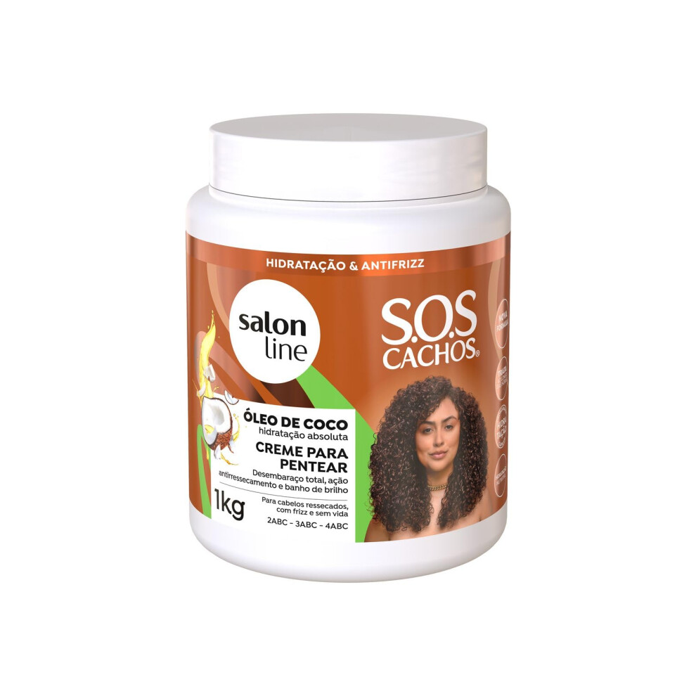 Salon Line Cream Linha Tratamento (Sos Cachos) Coco Creme Para Pentear - Profundo Tratamento De 1000G (Sos Curls Collection - Deep Coconut Combing 35.