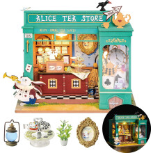 Rolife DIY Miniature House Kit Alice's Tea Store Tiny House Kit for Adults to Build Mini House Making Kit with Furniture Halloween/Christmas Decora