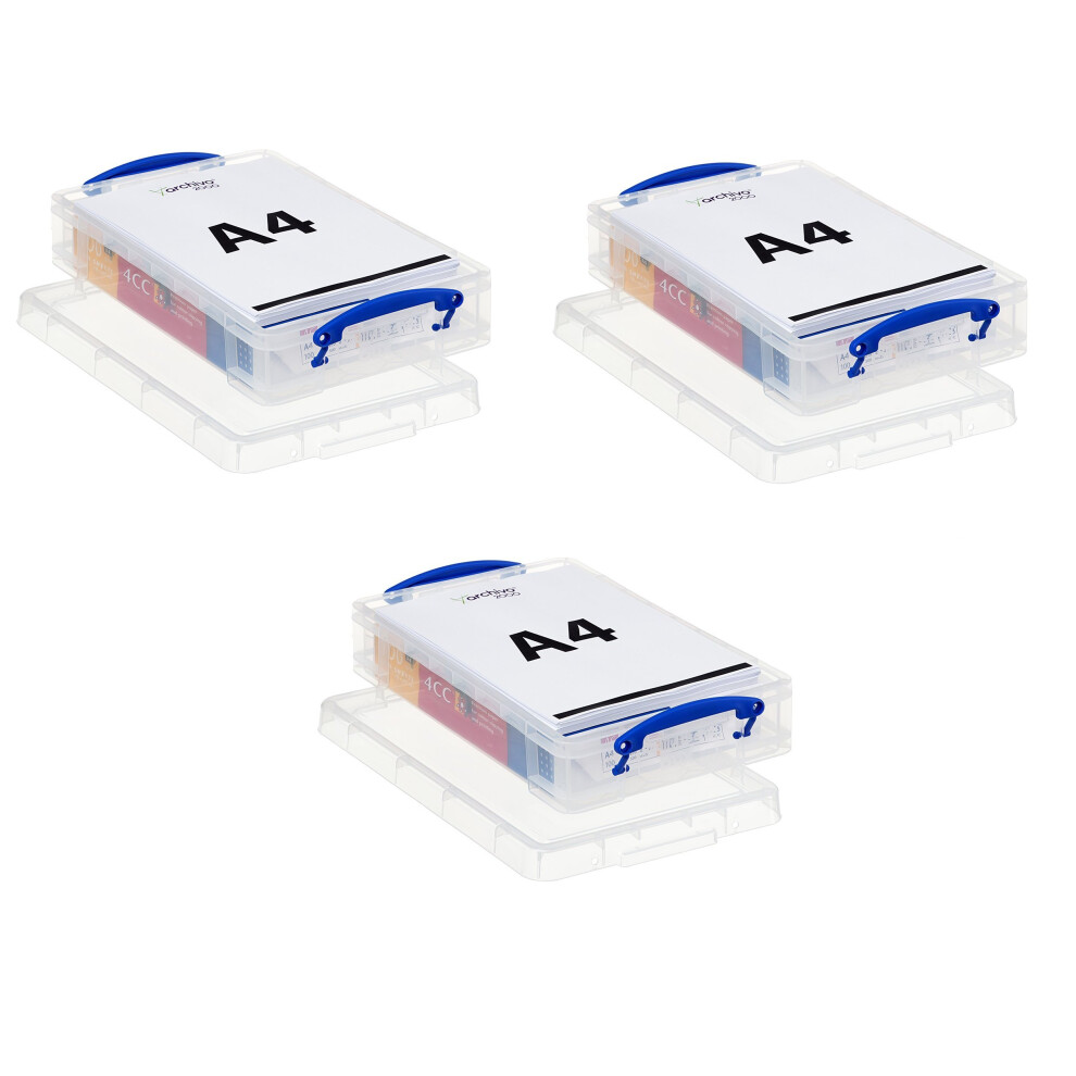 Really Useful Box Plastic Storage Box 4 Liters 14 58In X 10 14In X 3 38In Clear (3 Pack)