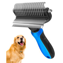 Undercoat rake til hunde Hund Deshedding Brush til store hunde 2 i 1 Dematting Comb & Deshedding Tool for Long Hair Cats Pet Hair Grooming Brush