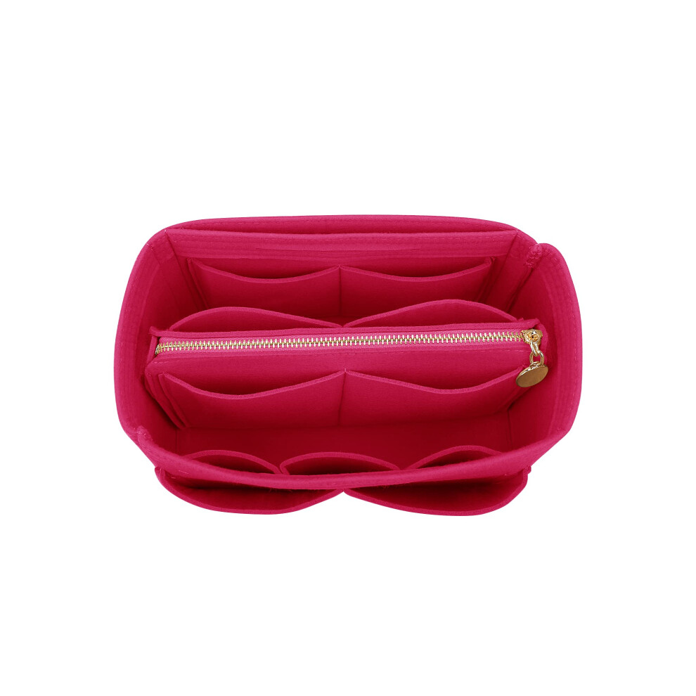 Lexsion Unisex Felt Purse Bag Organizer Insert With Zipper Bag Tote Shaper Fit Speedy Neverful Pm Mm 8021 Rosy L