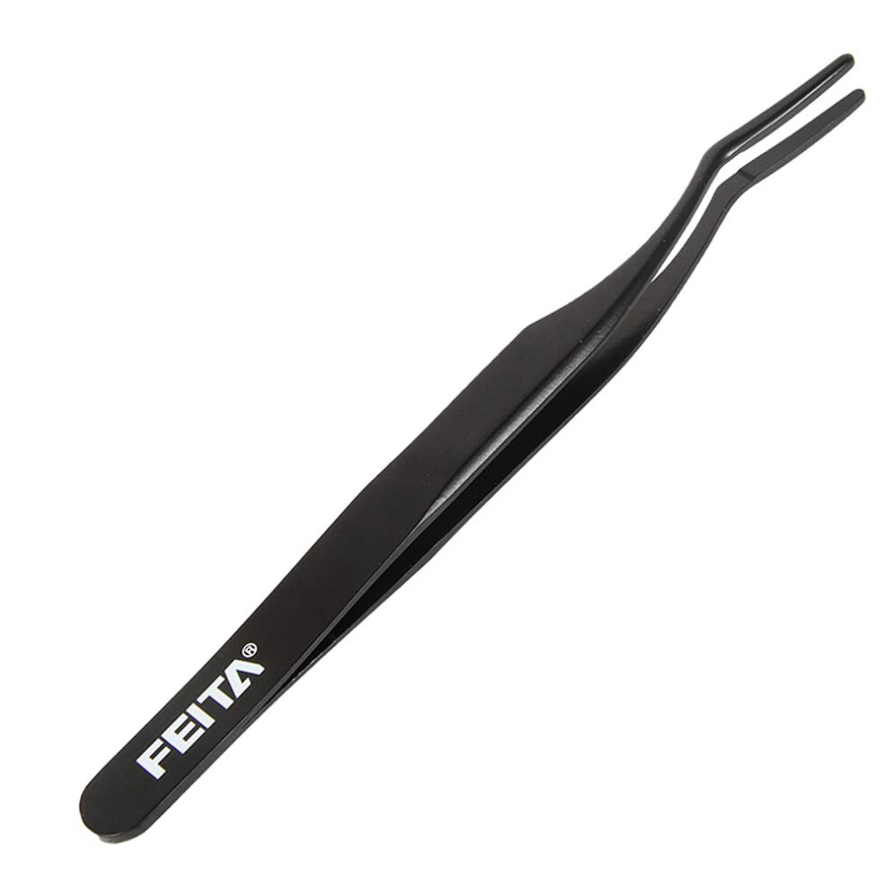 Feita Black False Eyelash Applicator - Professional Curved Eyelashes Extension Tweezer For Easy Lashes Application And Removal - 1Pc