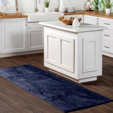 (80x150 cm (2ft 8" x 5ft)_Large Floor Mat Runner Rug, Fluffy Blue Navy) Faux Fur Rugs Living Room Non Slip Area Rug Carpet