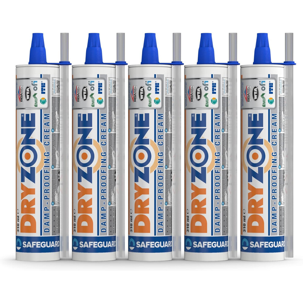 Dryzone Damp Proofing Cream Dpc 310X5 - High-Strength Injection Cream For Rising Damp Treatment. Bba & Wta Approved 5060132761328
