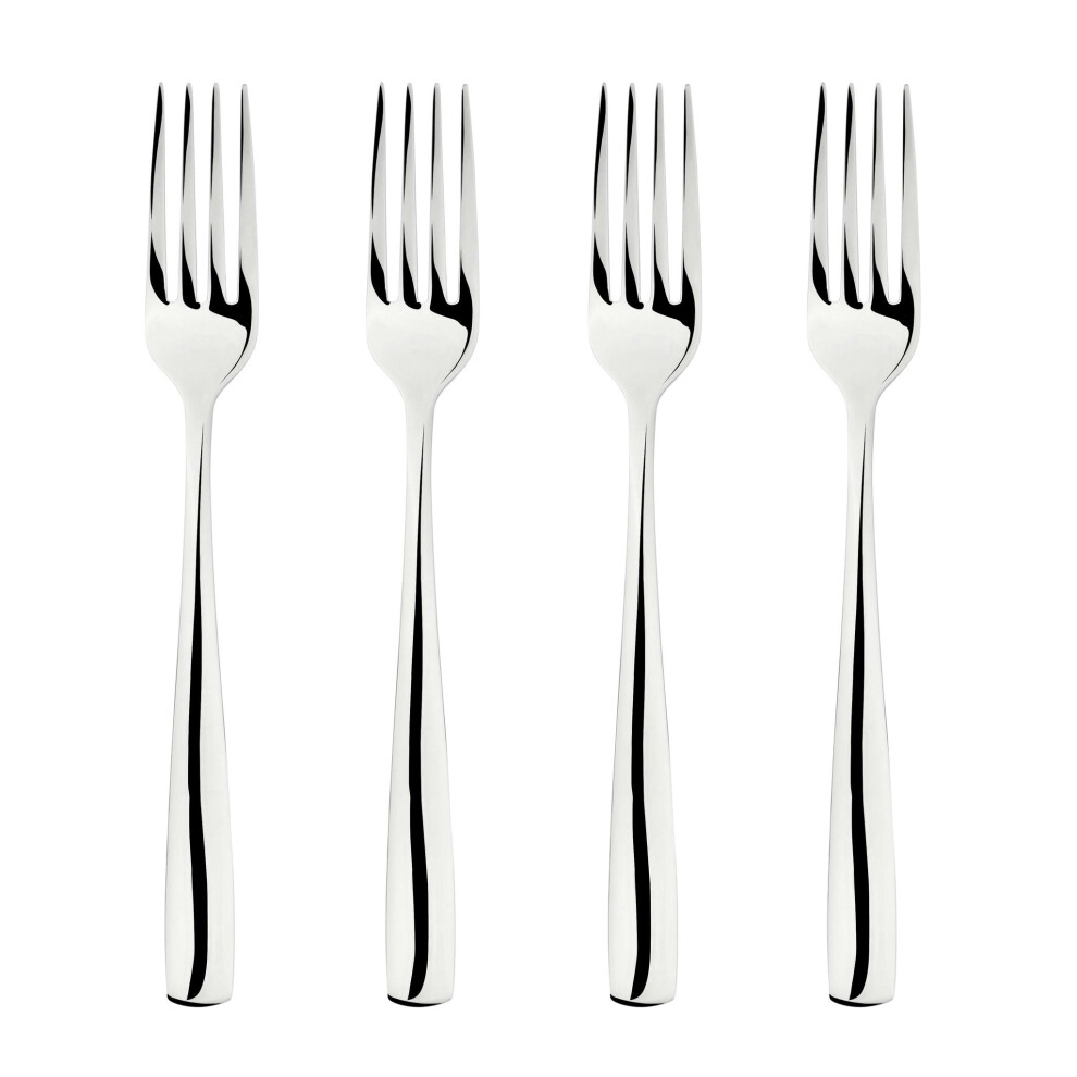 Glim & Glam Cutlery 18/8 Stainless Steel Dinner Fork 4Pc Set Simplicity
