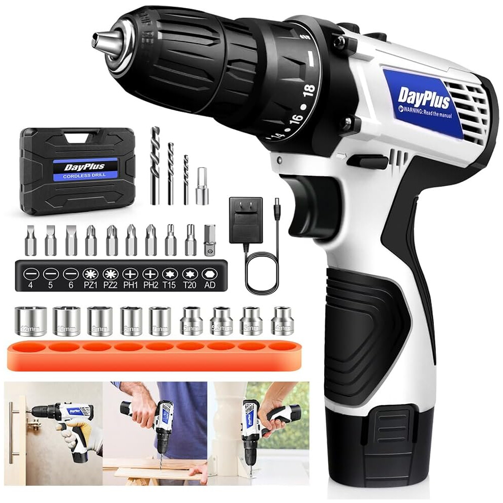 Cordless Drill and Screwdriver Set Power Drill Driver Set Compact & Portable Drill Kit with Battery and Quick Charge, Carry Case, 23 Piece Accessories