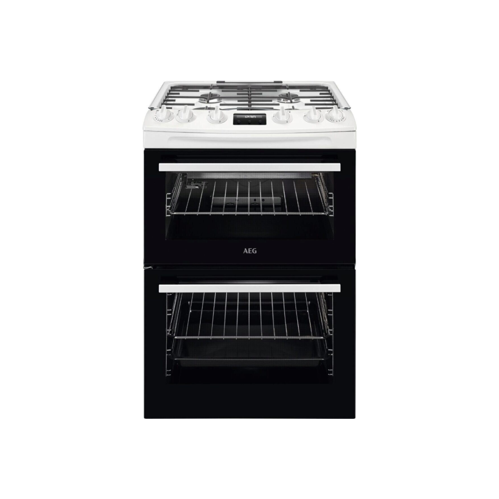 Aeg Cgx6130acw - 60Cm Freestanding Gas Double Oven Cooker - Catalytic, 83L Main Oven - A Energy White