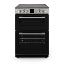 Montpellier MDOC60FS - Silver 60cm Ceramic Double Cooker - 4 Zones, 111L Total Capacity - A/A Energy