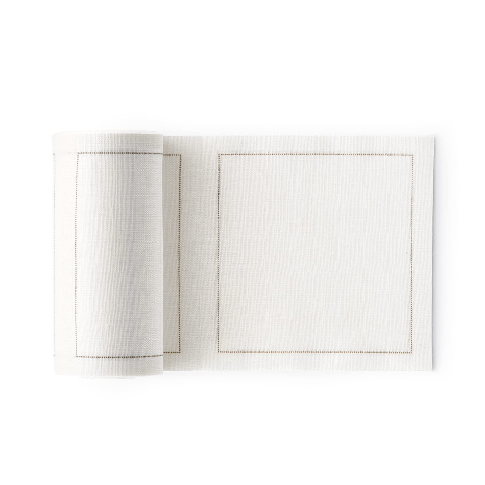 Serviette     cocktail en lin - 10 x 10 cm - 50 unit   s par rouleau - Cr   me