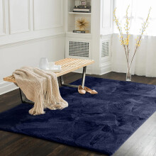 (120x170 cm (4ft x 5ft 8")_Small Rugs Livingroom Bedroom Area Carpet, Fluffy Blue Navy) Faux Fur Rugs Living Room Non Slip Area Rug Carpet