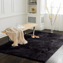 (120x170 cm (4ft x 5ft 8")_Small Rugs Livingroom Bedroom Area Carpet, Fluffy Black) Faux Fur Rugs Living Room Non Slip Area Rug Carpet