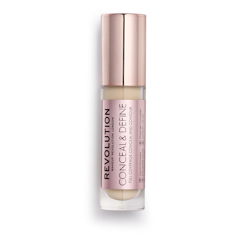 Makeup Revolution Conceal And Define Concealer Full Coverage & Matte Finish C6.5 For Medium/Tan Skin Tones Vegan & Cruelty-Free 0.7 Fl Oz