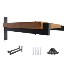 OVOV 2 Pcs Steel Heavy Duty Shelf Brackets Wall Mounted Industrial Metal Shelf Supports Matte Black 10 Inches