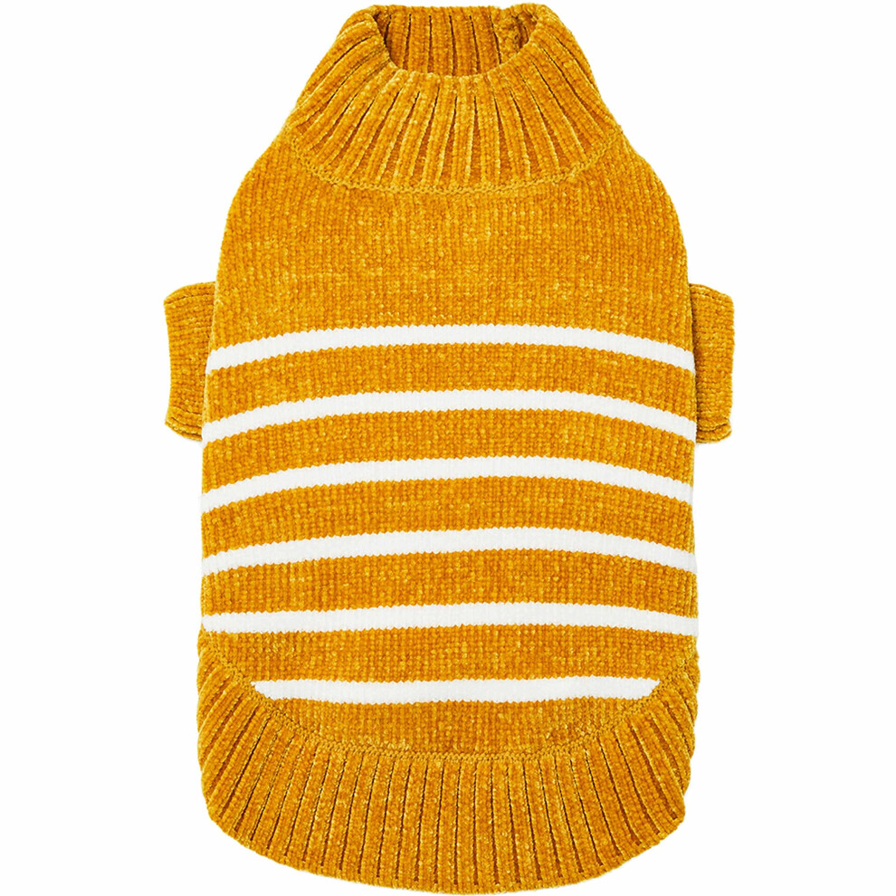 Pull ray    confortable et doux en chenille pour chien Blueberry Pet, couleur moutarde, longueur dos, lot de 20, v   tements pour chiens