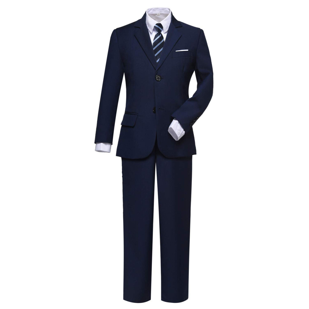 Costume Visaccy pour gar   on 5 pi   ces, smoking pour enfant, coupe slim, tenue de mariage, bleu marine, taille 6