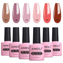 Conjunto de Verniz de Unhas Gel AIMEILI Outono, Tom de Pele Natural Rosa Nude 6pcs X 10ml