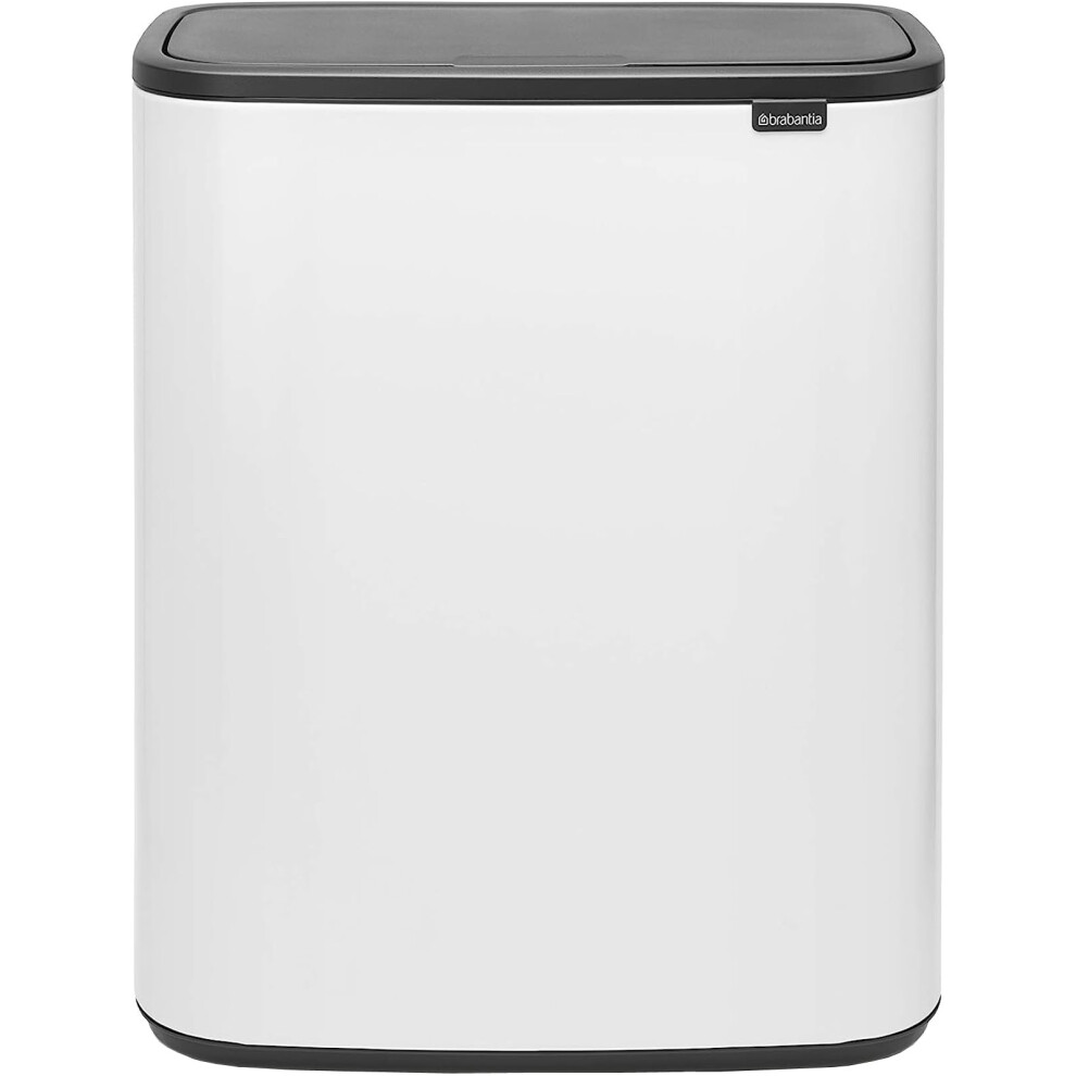 Brabantia Bo Touch Bin, White, 2 x 30L Inner Buckets | Large Volume, Waste/Recycling Kitchen Bin, Soft-touch Opening, Removable Inner Buckets, Brabantia Bin Bags (Code O) Included - Image 2