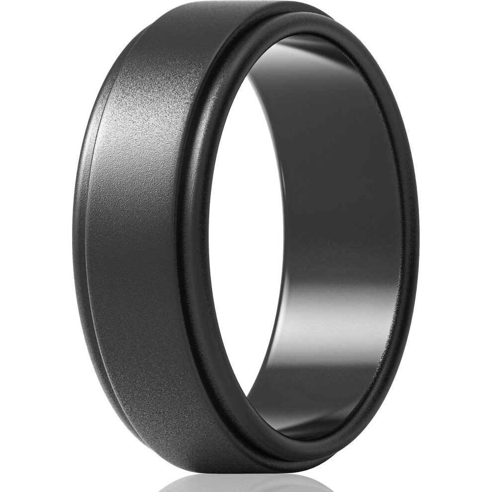 ThunderFit Silicone Wedding Ring for Men - 1 Ring (Gunmetal  12.5-13 (22.2mm))