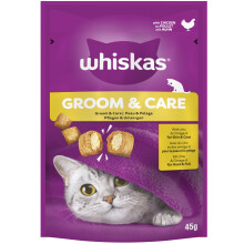 WHISKAS Groom & Care Adult Cat Treats with Chicken ( 45g × 8 )
