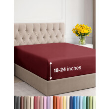 Extra tiefes Twin-XL-Spannbettlaken  nur luxurises Hotel-Einzelbettlaken  passt problemlos auf Matratzen von 18 bis 24 Zoll  weich, knitterfrei,